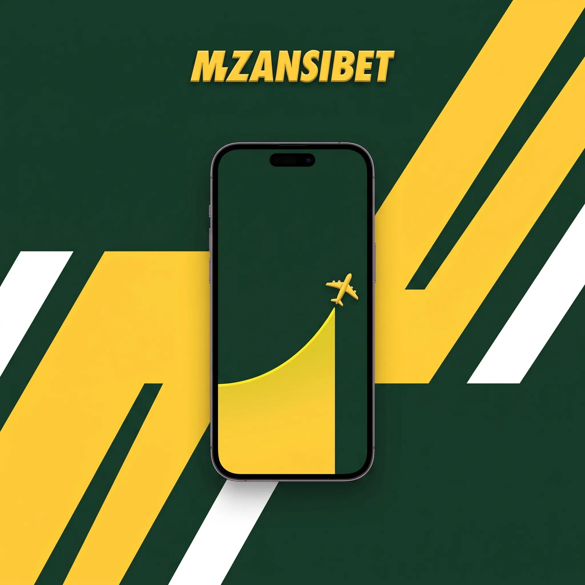 Mzansibet Aviator illustration with an iPhone and a yellow plane