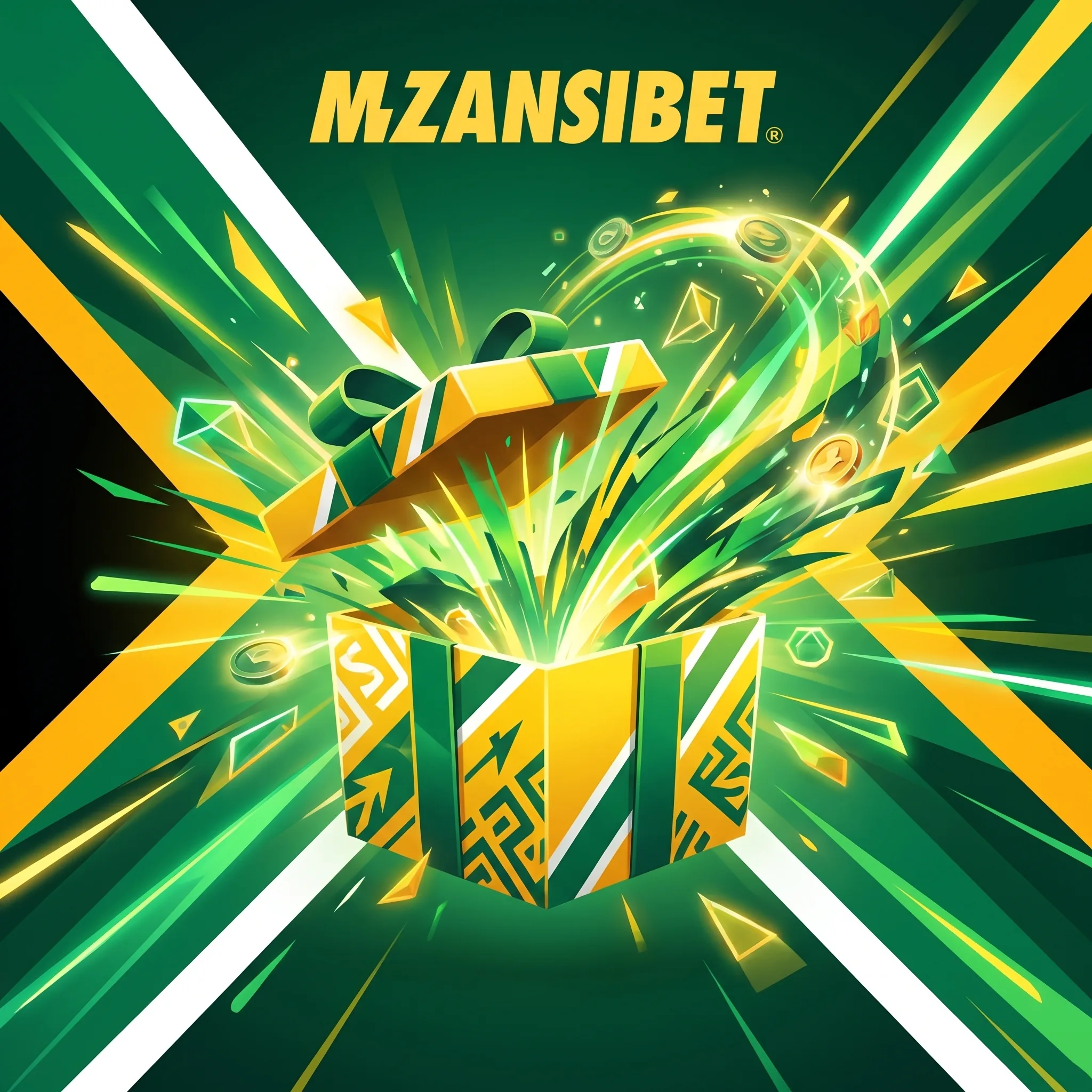 Green and yellow Mzansibet welcome bonus illustration